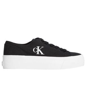 Calvin Klein Black And White Recycled Cotton Platform Sneakers