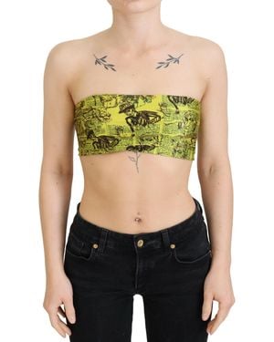 John Galliano Newspaper Print Cropped Blouse - Green