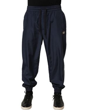 Dolce & Gabbana Dark Polyester Jogger Joggers Trousers - Blue