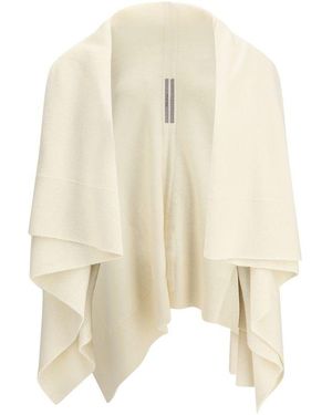 Rick Owens Cream Fleece Wool Cardigan - Natural