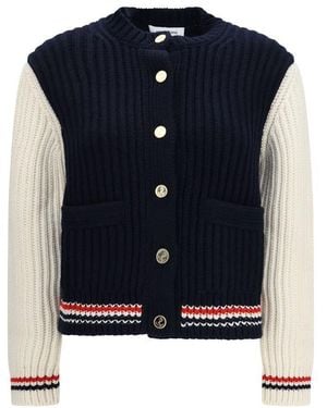Thom Browne Blue Cashmere Cardigan