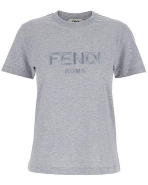 Fendi Logo Cotton T - Grey