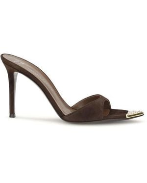 Giuseppe Zanotti Brown Calf Leather Bos Taurus Stiletto Heel Sandals
