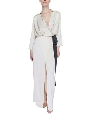 Sandro Ferrone Beige Polyester Long Dress - Multicolor