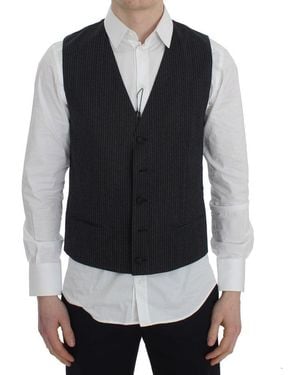 Dolce & Gabbana Striped Formal Vest - Black