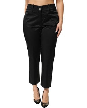 Bencivenga Black Cotton Blend Cropped Straight Leg Trousers