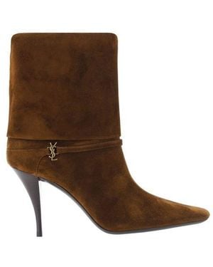 Saint Laurent Brown Calf Leather Bos Taurus High Heel Boots