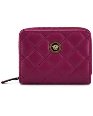 Versace Elegant Quilted Leather Wallet - Purple
