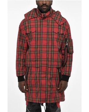DSquared² Checked Maxi Coat With Hidden Closure - Red