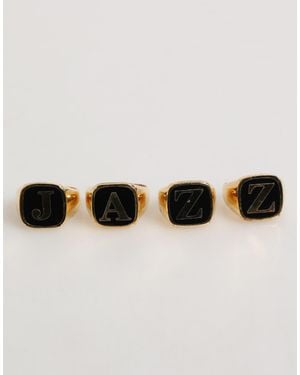 Dolce & Gabbana Tone Brass Jazz Letter Set 4 Pieces Adjustable Ring - Natural