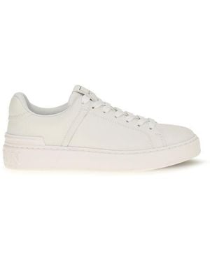 Balmain White Calf Leather Bos Taurus Athletic Trainers