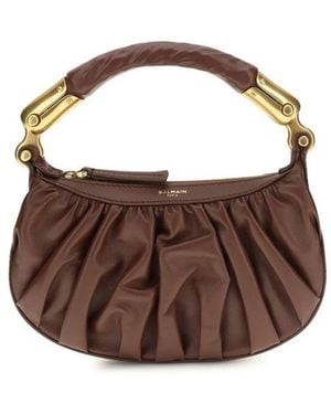 Balmain Mini Bag Ébène Calf Suede - Brown