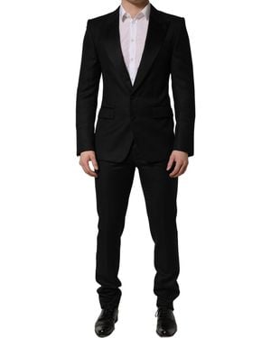 Dolce & Gabbana Black Wool Slim Fit Formal 2 Piece Men Suit