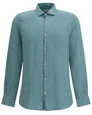 Brooksfield Bicolour Linen Shirt - Blue
