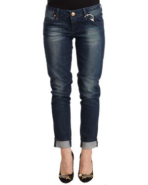 Acht Blue Washed Low Waist Skinny Denim Folded Hem Jeans
