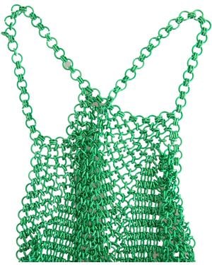 Dolce & Gabbana Green Aluminum Sleeveless Halter Cropped Tank Top