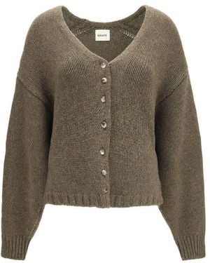 KHAITE Bicolor Cashmere Cardigan - Green