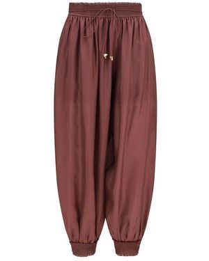Zimmermann Bordeaux Silk Casual Trousers - Red