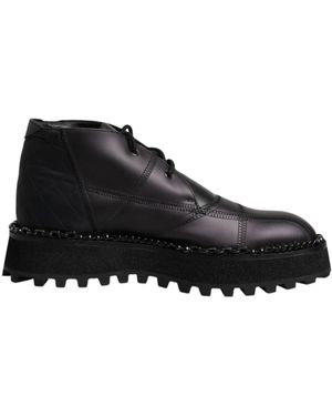 Dolce & Gabbana Chaintrim Leather Ankle Boots - Black
