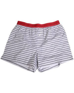 Dolce & Gabbana White Striped Cotton Red Waistband Shorts Swimwear - Grey