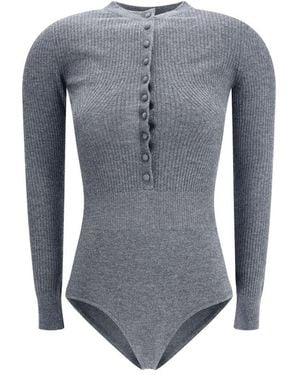 Self-Portrait Long-Sleeved Wool Bodysuit - Blue