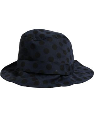 Dolce & Gabbana Blue Black Polka Dot Cotton Bucket Capello Hat
