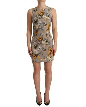 Dolce & Gabbana Elegant Floral Sheath Mini Dres - Black