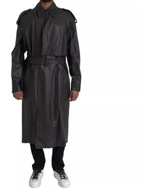 Bottega Veneta Leather Hooded Trenchcoat Jacket in Black for