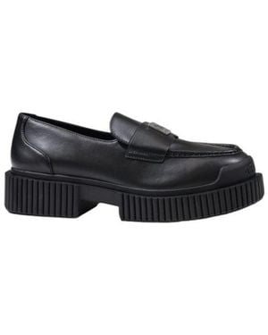 ARMANI EXCHANGE Black Leather Platform Court Shoes