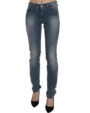 John Galliano Blue Washed Mid Waist Skinny Casual Denim Pants