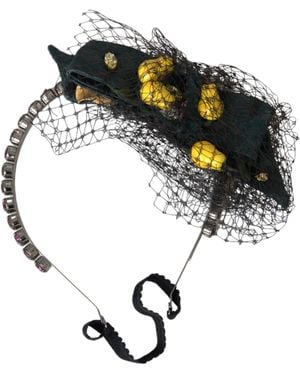 Dolce & Gabbana Lemons Sicily Crystal Net Headband Diadem - Black