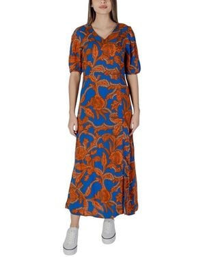 B.Young Blue Viscose Long Dress - Red