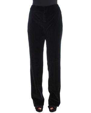 Ermanno Scervino Black Velvet Cotton Straight Legs Pants