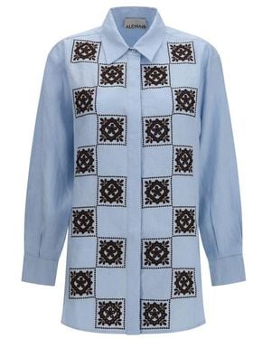 ALÉMAIS Blue Linen Pattern Shirt