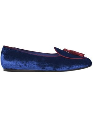 Charles Philip Blue Velvet Flat Shoe