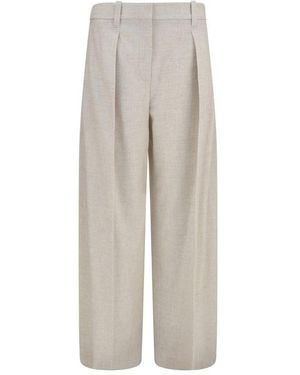 Brunello Cucinelli Beige Wool Oves Aries Dress Pants - Gray