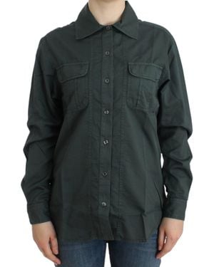 Roberto Cavalli Elegant Cotton Button Down Shirt - Gray