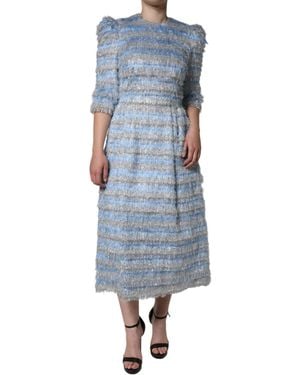 Dolce & Gabbana Light Jacquard A-Line Midi Dress - Blue