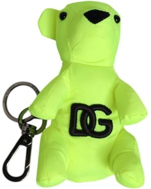 Dolce & Gabbana Green Bear Embroidered Logo Keychain Clasp Keyring