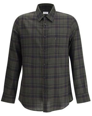 Saint Laurent Checked Shirt - Black