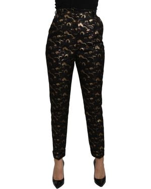 Dolce & Gabbana Black Gold Brocade High Waist Trousers