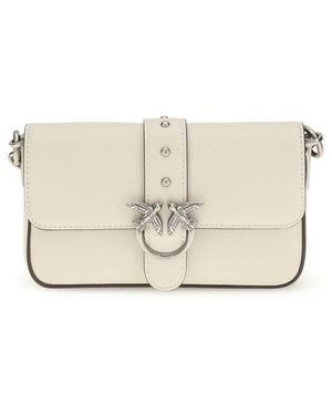 Pinko White Calf Leather Bos Taurus Shoulder Bag