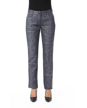 Byblos Chic Croc Print Trousers With Pockets - Blue