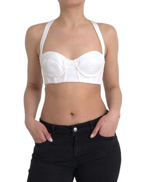 Versace Viscose Bustier Sleeveless Cropped Top - Black