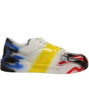 Dolce & Gabbana Multicolour New Roma Paint Trainers Men Shoes - Yellow