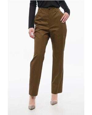 Saint Laurent Straight Pants With Pleats - Brown
