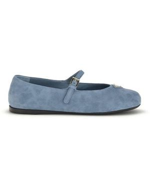 Prada Blue Goatskin Ballet Flats