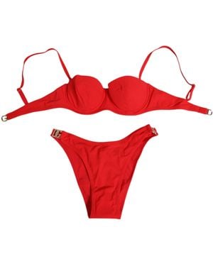Dolce & Gabbana Red Nylon Swimsuit 2 Piece Top Bottom Swimwear