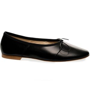 Anniel Scarpa Dream Ballerina Pelle Suola Cuoio - Black