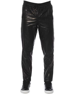 Trussardi Black Lamb Leather Jeans & Pant